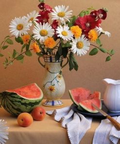 Fruits and Flowers On Table  Flowers Paint By Number