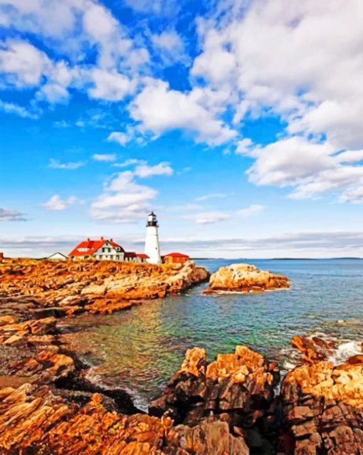 Lighthouse Maine paint by numbers