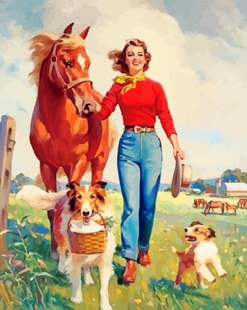 Woman With Her Animals NEW Paint By Numbers