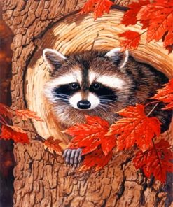 Raccoon In The Fall paint by numbers