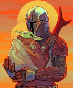 mandalorian and baby yoda paint by number