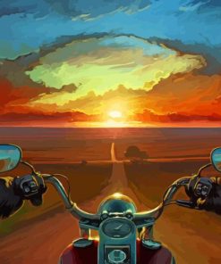 Motorcycle Driver at Sunset Paint By Number