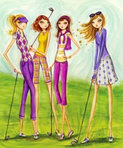 Girls Playing Golf paint by numbers