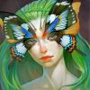 Butterfly Green Girl paint by numbers