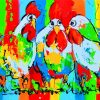 Colorful-Roosters Paint by numbers