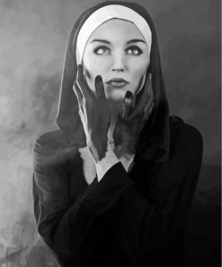 ballck-and-white-nun-paint-by-numbers