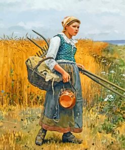 Girl In Harvest Field Paint by numbers