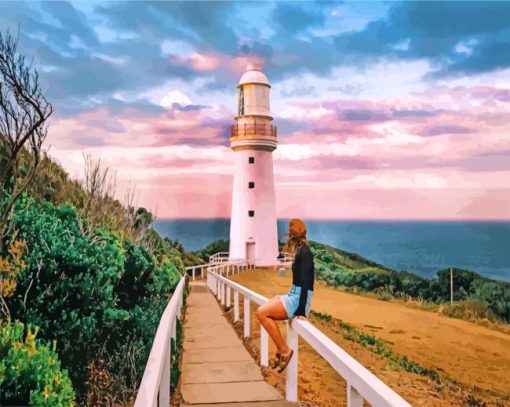 Girl In Cape Otway Lightstation Paint by number