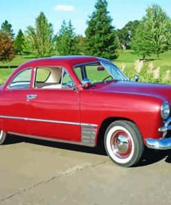 Vintage 49 Ford Coupe Red Car With Painting By Numbers