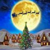 Christmas Moonlight Village Houses With Painting By Numbers