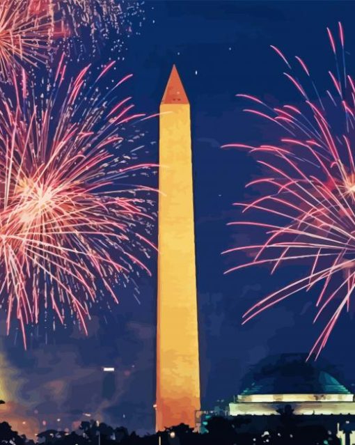 Fireworks At Washington Monument Paint By Numbers