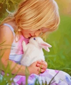 Girl Hugging Rabbit Paint By Numbers