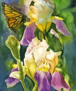 Irises With Butterflies Art Paint By Numbers