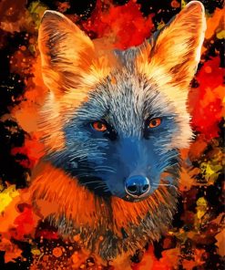 Melanistic Fox Face Art Paint By Numbers