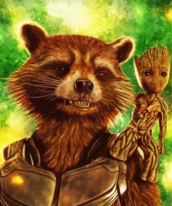 Rocket And Groot Paint By Numbers