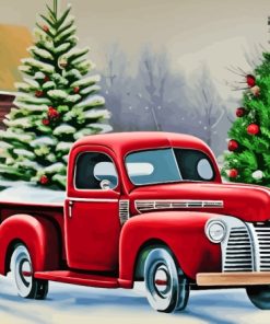 Snow Christmas Ford Truck Paint By Numbers