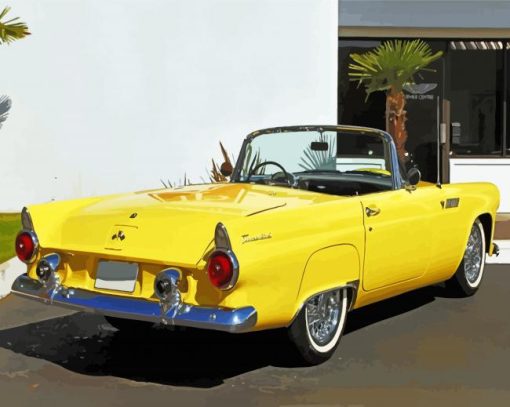 Vintage Yellow Convertible Thunderbird Car By Painting With Numbers