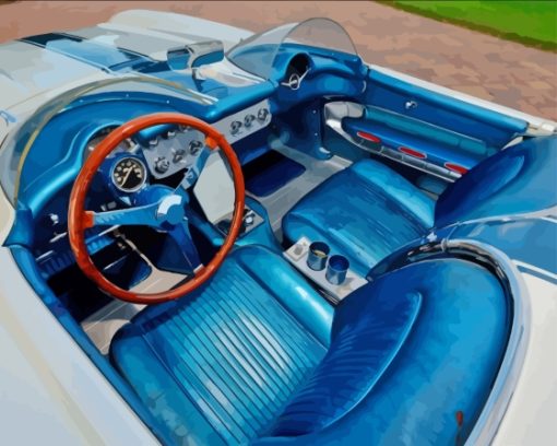 Blue Chevrolet Corvette Car Interior By Painting By Numbers