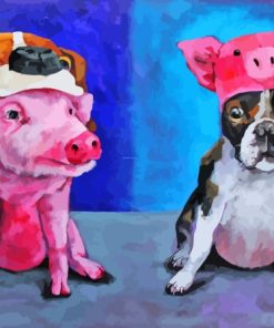 Cute Dog And Pig Paint By Numbers