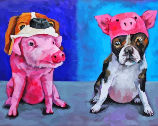 Cute Dog And Pig Paint By Numbers