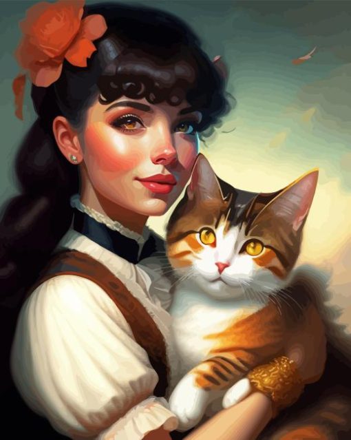 Lady And Cat Paint By Numbers