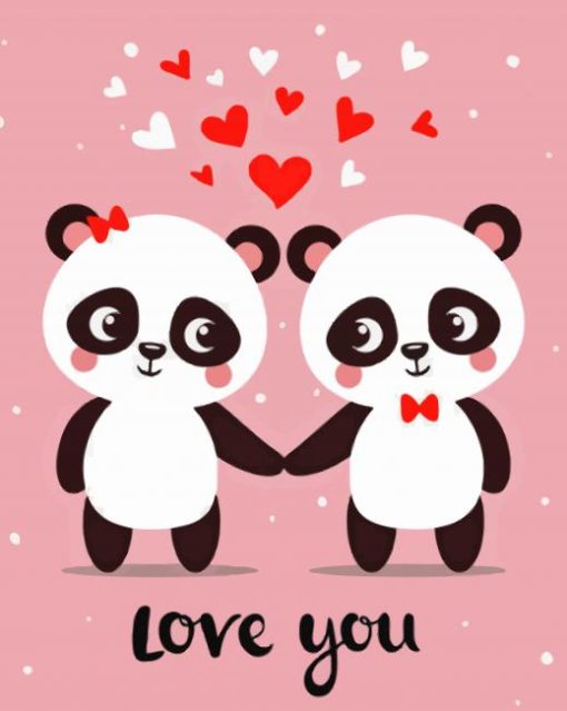 Lovely Anime Panda Couple Paint By Numbers