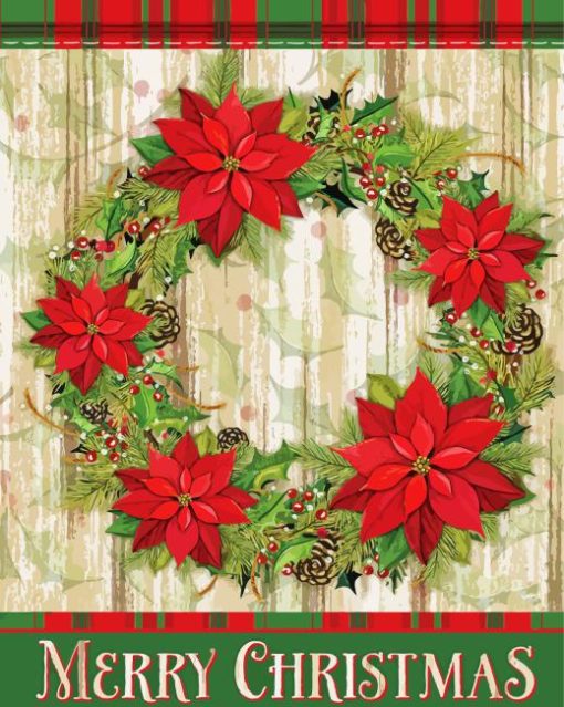 Poinsettia Wreath Christmas Paint By Numbers