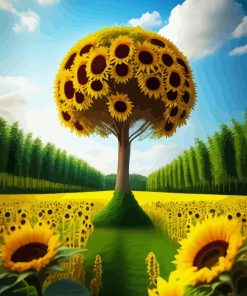 Sunflower Field Tree Paint By Numbers