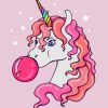 Unicorn Blowing Gum Paint By Numbers