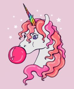 Unicorn Blowing Gum Paint By Numbers