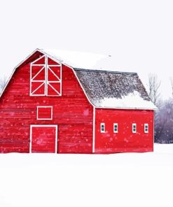 Barn In Snow Paint By Numbers