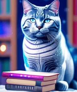 Cat And Books Paint By Numbers