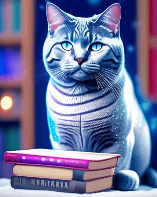 Cat And Books Paint By Numbers