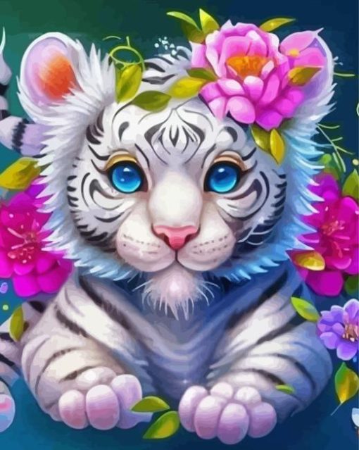 Floral Tiger Paint By Numbers