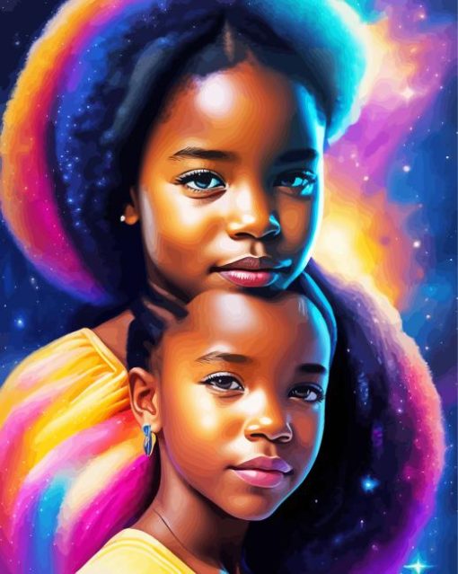 Galaxy African Girls Paint By Numbers