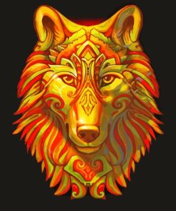 Gold Wolf Mandala Paint By Numbers