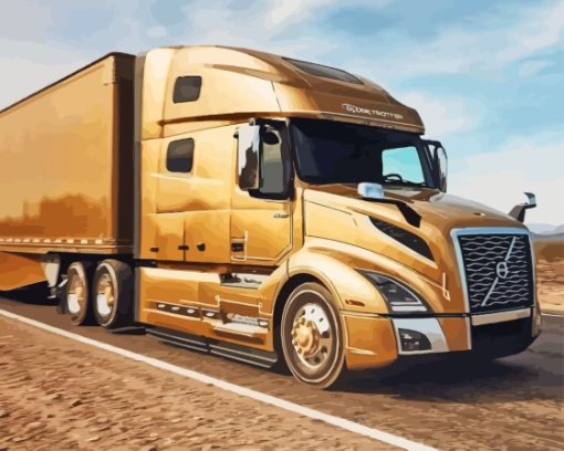 Golden Large Truck Paint By Numbers