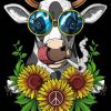 Hippie Cow With Sunflowers Paint By Numbers