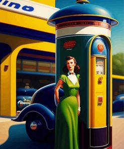 Lady In Green At Filling Station Paint By Numbers