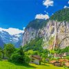 Lauterbrunnen Valley Waterfall Swiss Alps Paint By Numbers