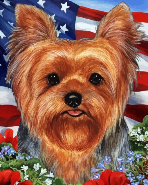 Patriotic Yorkie Puppy Paint By Numbers