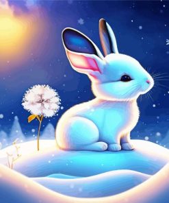 White Bunny In Snow Paint By Numbers