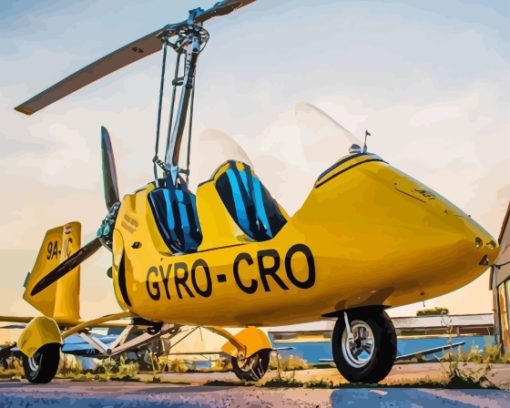 Yellow Gyrocopter Paint By Numbers