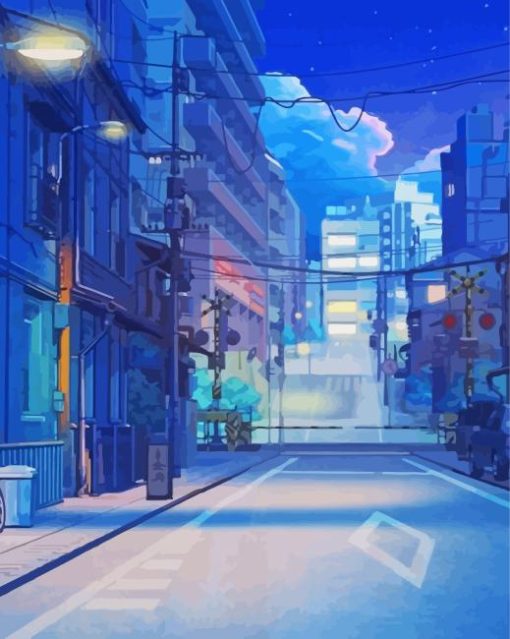 Aesthetic Anime Street At Night Paint By Numbers