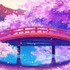 Anime Cherry Blossom And Bridge Paint By Numbers