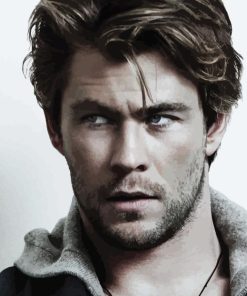 Black And White Chris Hemsworth Paint By Numbers