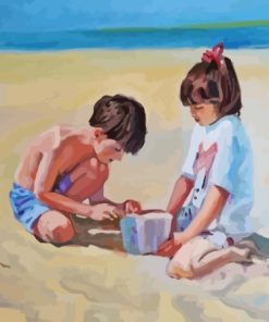 Kids At Beach Paint By Numbers