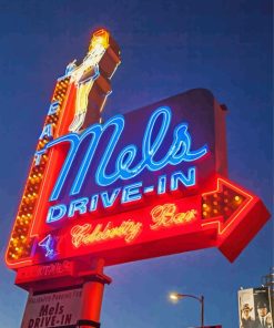 Mel's Drive In Neon Sign Paint By Numbers