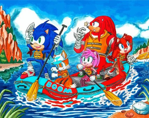 Sonic Characters Rafting Paint By Numbers