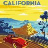 Vintage California Coastal Travel Poster Paint By Numbers